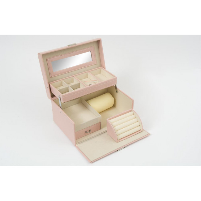 Jewellery box Hamma, pink/white colour, 25x17x13cm