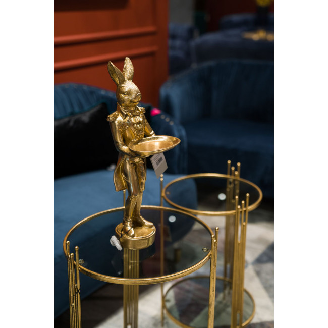 Металлический столик Bampton L, стеклянная столешница, золотой, H67см, D41,5см