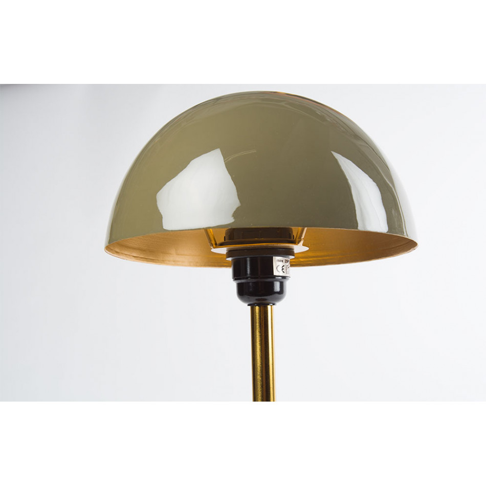 Table lamp Lima, brass/gold color, with olive green enamel, D22xH41cm, E27 25W