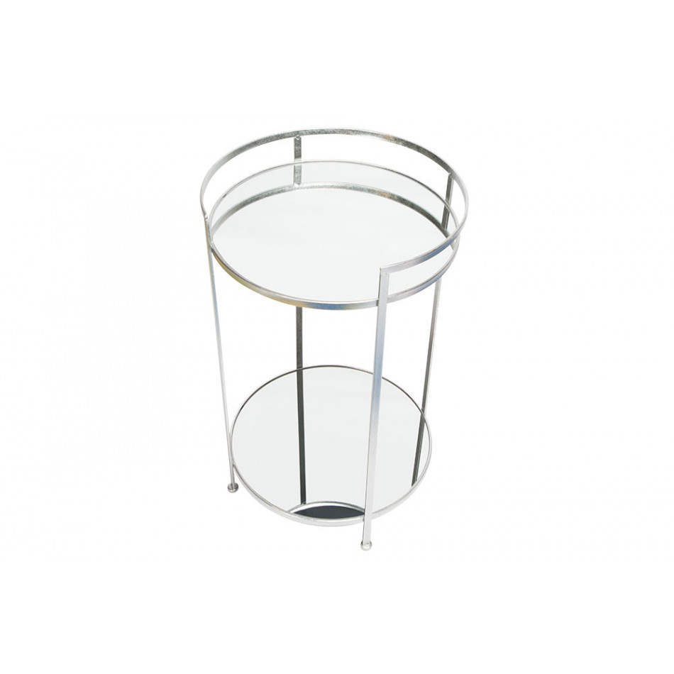 Metal table Barge M, mirror top, silver, D39x64.5cm