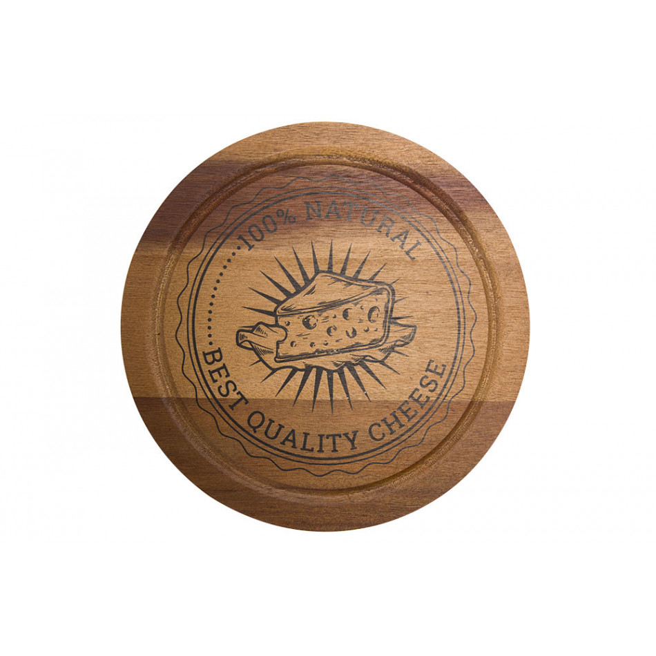 Serving plate with lid, acacia wood, D24.5x12cm