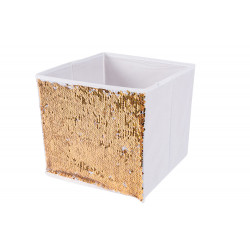 Storage box with sequin, orange/white, H24x28x24cm