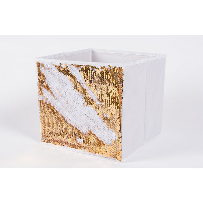 Ящик для хранения с блестками, оранжевый / белый, H24x28x24cm
