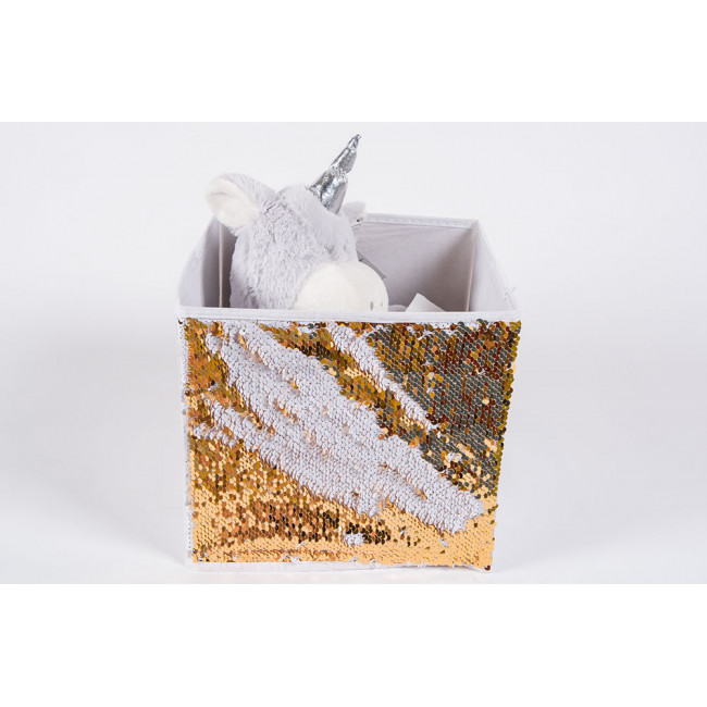 Ящик для хранения с блестками, оранжевый / белый, H24x28x24cm