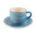Coffee Cup with Saucer Swirl Blue, H7.5x15.2cm