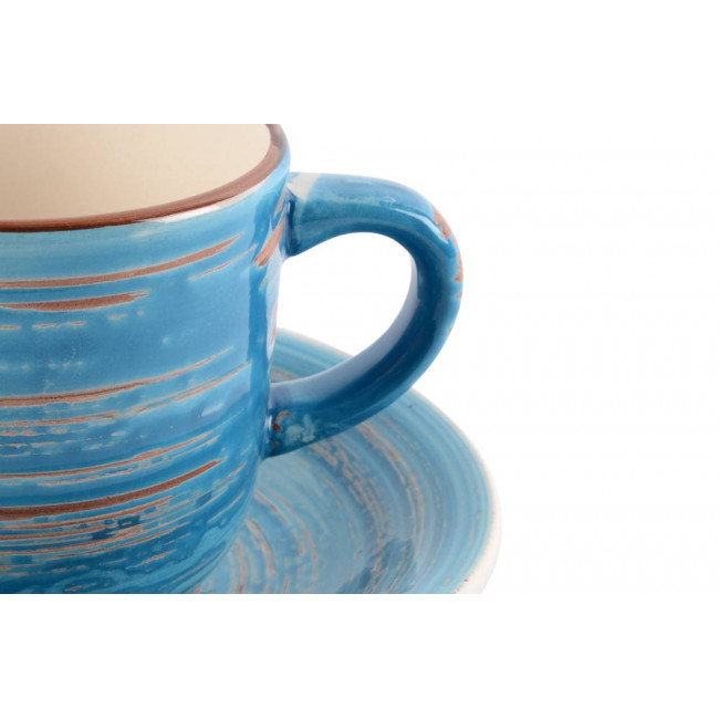 Чашка кофейная с блюдцем Swirl Blue, H7.5x15.2cm