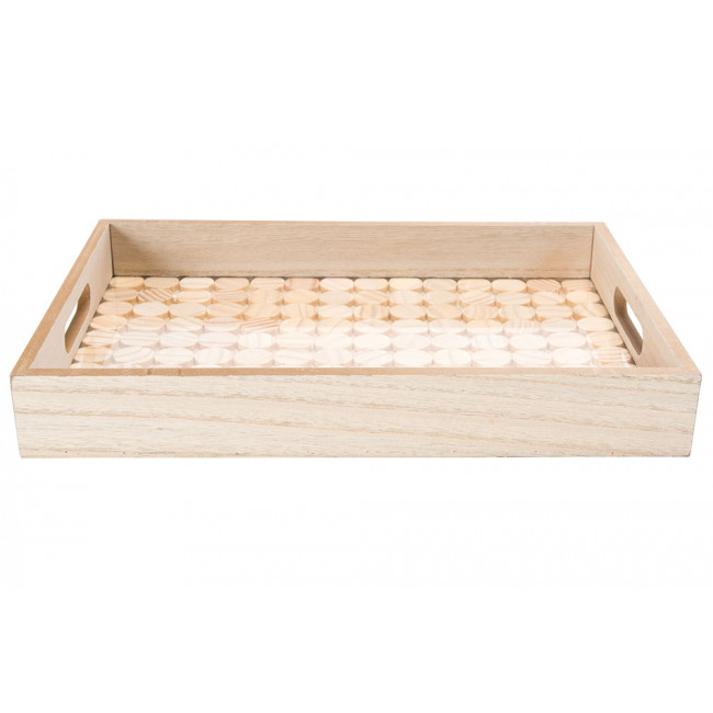 Поднос, дерево/стекло, 35x25x5cm