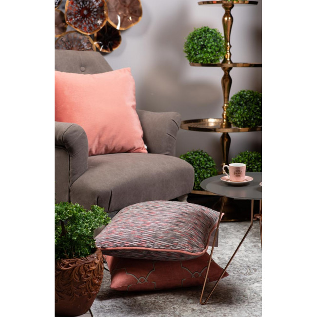 Decorative pillowcase Diamente 260 with trim, grey/pink 45x45cm