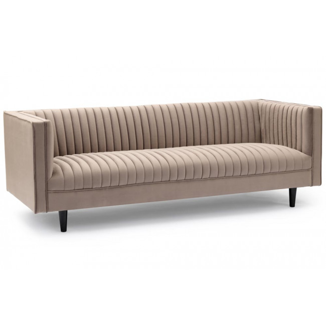Sofa Hedon, 3-seat, taupe, velvet, 215x84x73cm, seat height 44cm