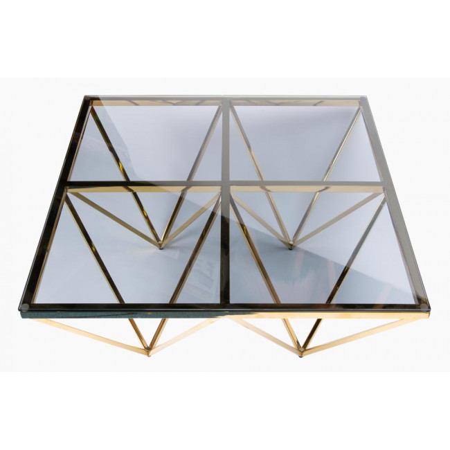 Coffee table Elda, toned glass/golden, 80x80x41cm