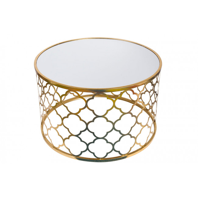 Металлический столик Berini L, зеркальная поверхность, золотистый, D80x50cm