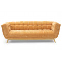 Sofa Haris, 3-seat, golden, velvet, 218x89x74cm, seat height 43cm