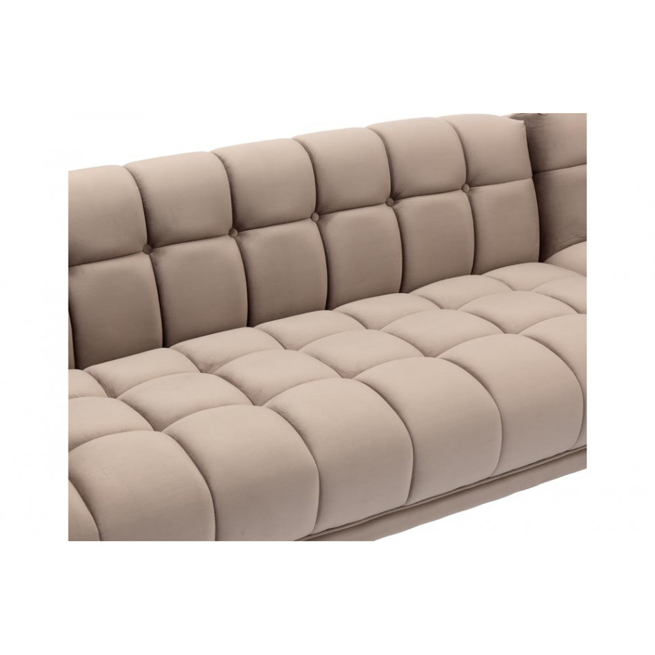 Corner sofa Homburg R, taupe, velvet, 278x191x90x76cm