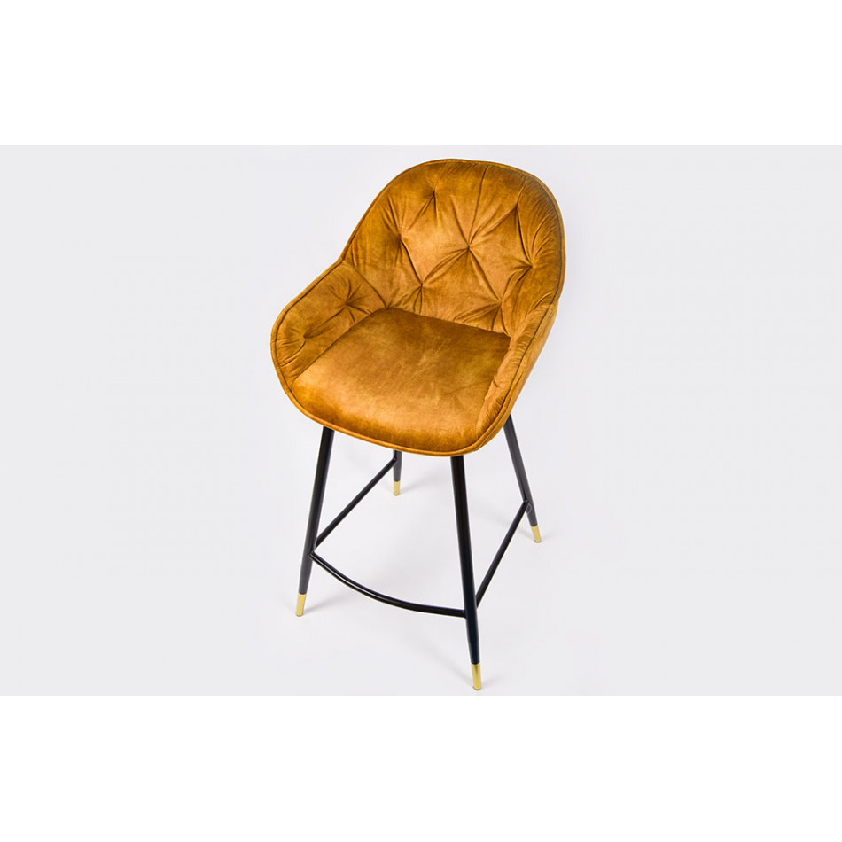 Bar chair Salorino, velvet, golden, 96x48x54cm, seat height 62cm