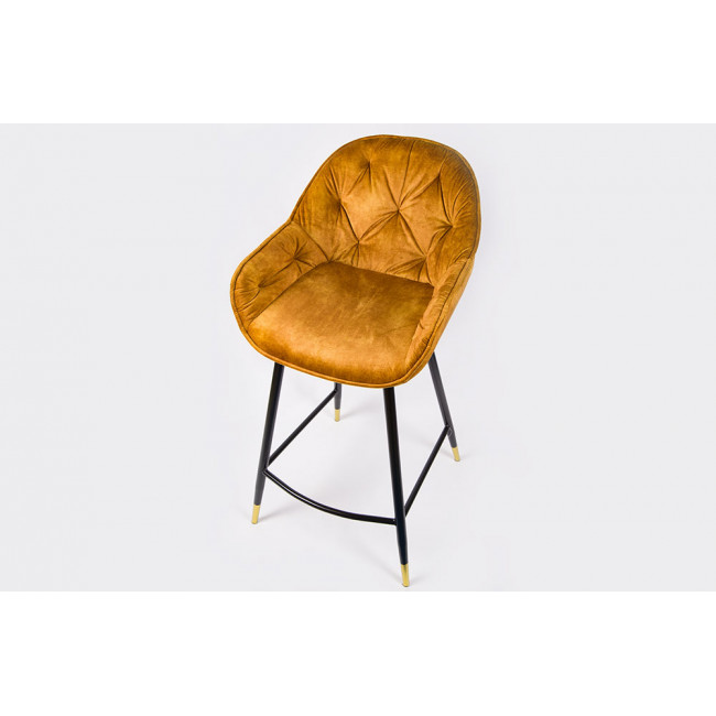 Bar chair Salorino, velvet, golden, 96x48x54cm, seat height 62cm