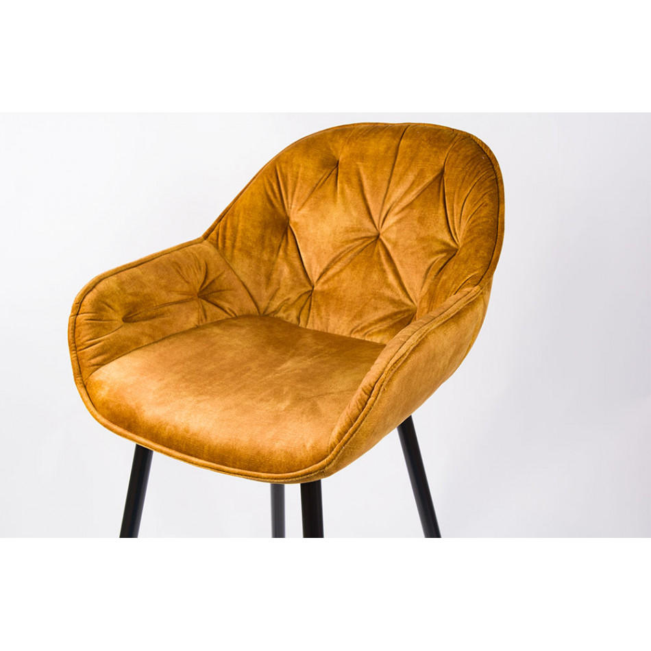 Bar chair Salorino, velvet, golden, 96x48x54cm, seat height 62cm