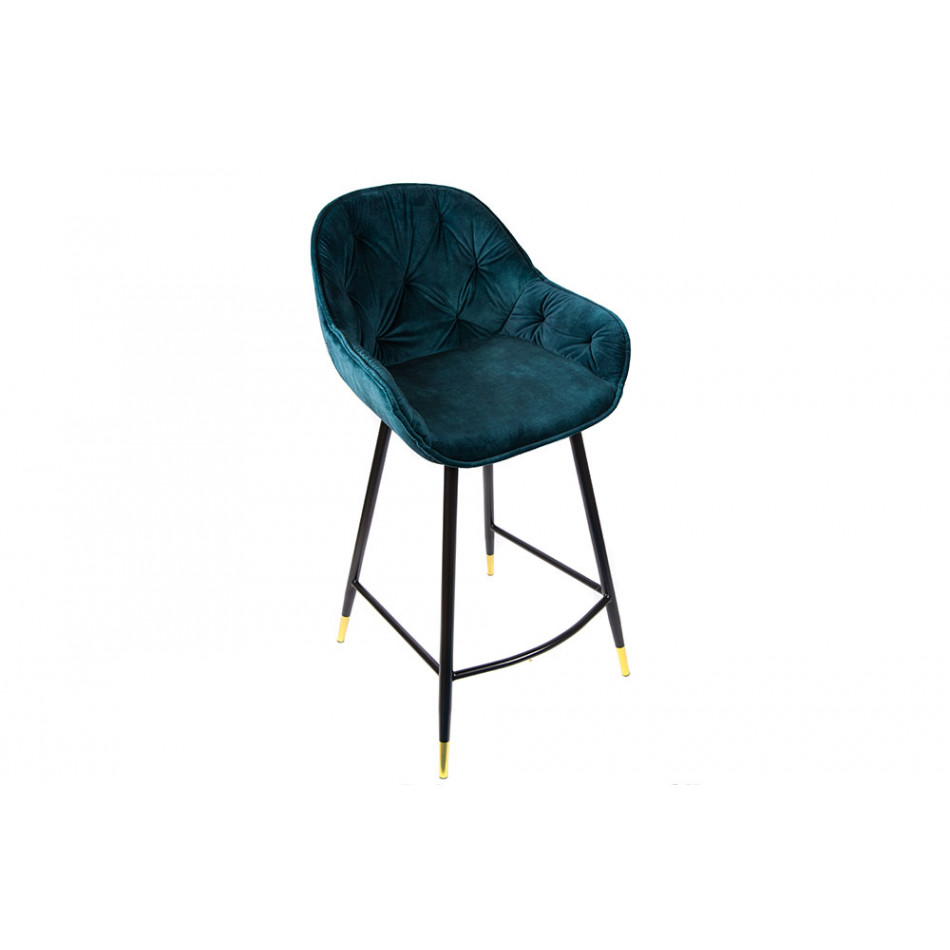 Барный стул Salorino, бархат, морской синий тон, 96x48x54cm, высота сиденья 62cm
