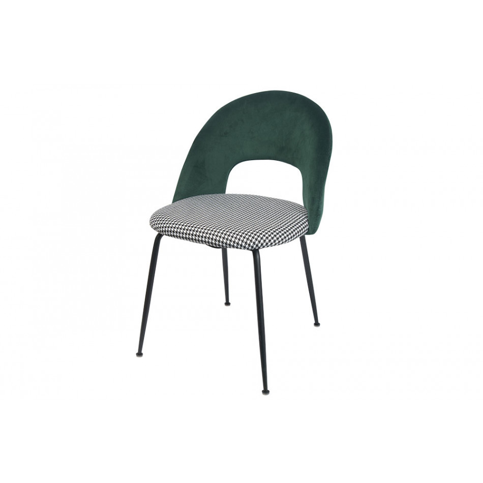 Pusdienu krēsls Toby, zaļš/melnbalts,  H79x52x44cm, sēdvirsmas augstums 47cm