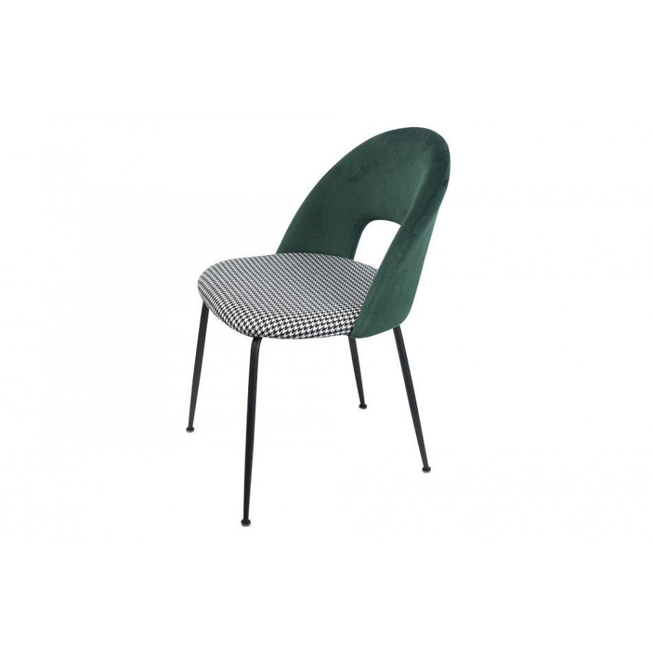 Pusdienu krēsls Toby, zaļš/melnbalts,  H79x52x44cm, sēdvirsmas augstums 47cm