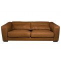 Sofa Dolce 3, konjaka krāsā, ādas, 220x102x70cm, sēdvirsmas augstums 45cm