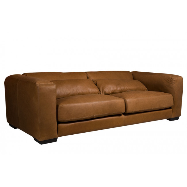 Sofa Dolce 3, konjaka krāsā, ādas, 220x102x70cm, sēdvirsmas augstums 45cm