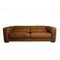 Sofa Dolce 3, cognac color,  leather, 220x102x70cm, seat height 45cm