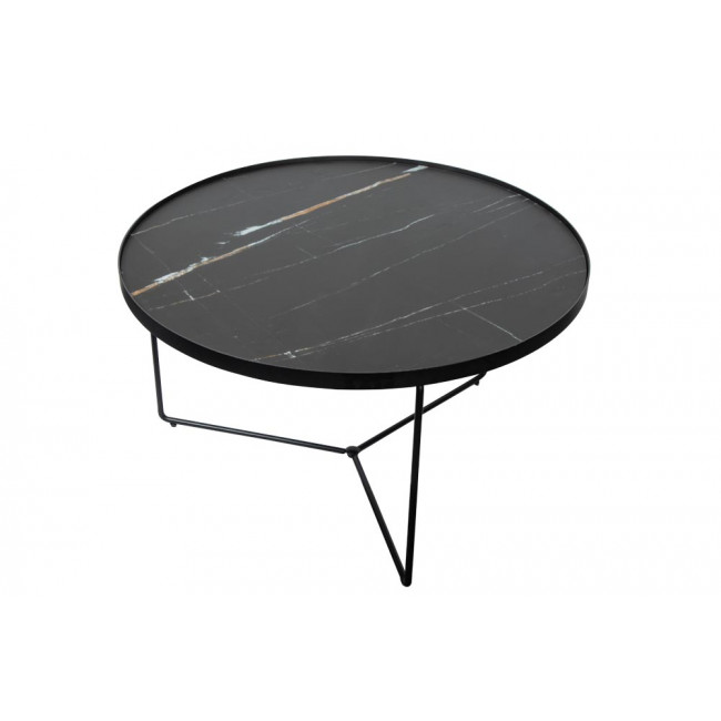 Kafijas galds Soliera L, D80cm, H45cm, metāls/stikla virsma