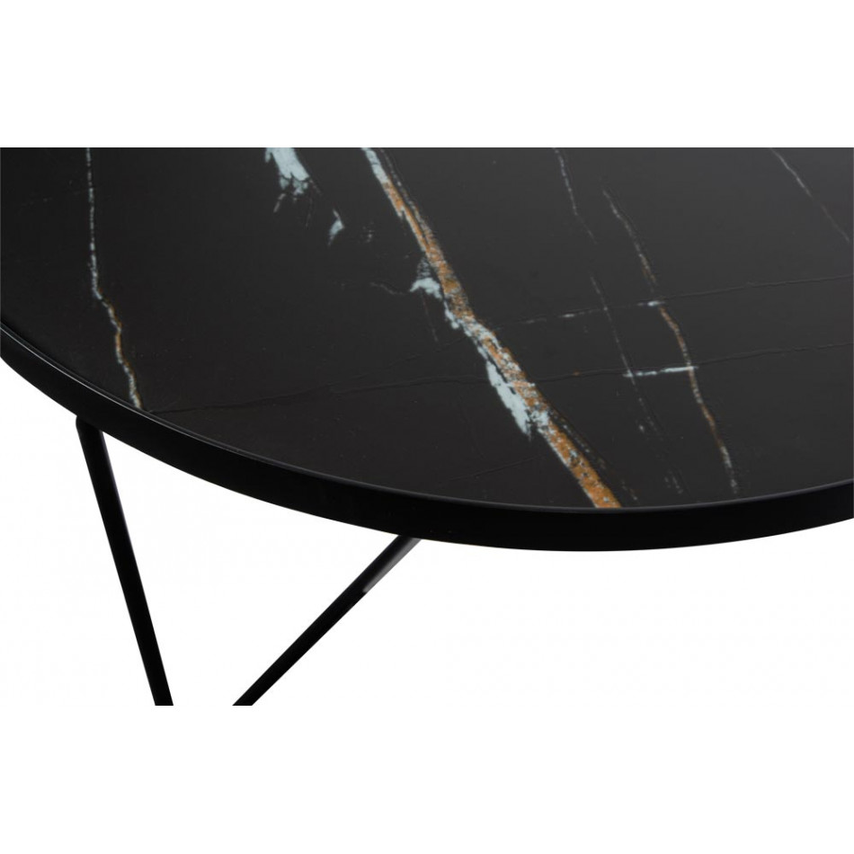 Kafijas galds Soliera L, D80cm, H45cm, metāls/stikla virsma