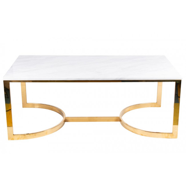 Журнальный столик Alba, Нержавеющая сталь/Искусственный мрамор, 122x63.5x47см