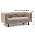 Sofa Hedon, 2-seat, taupe, velvet, 172x84x73cm, seat height 44cm