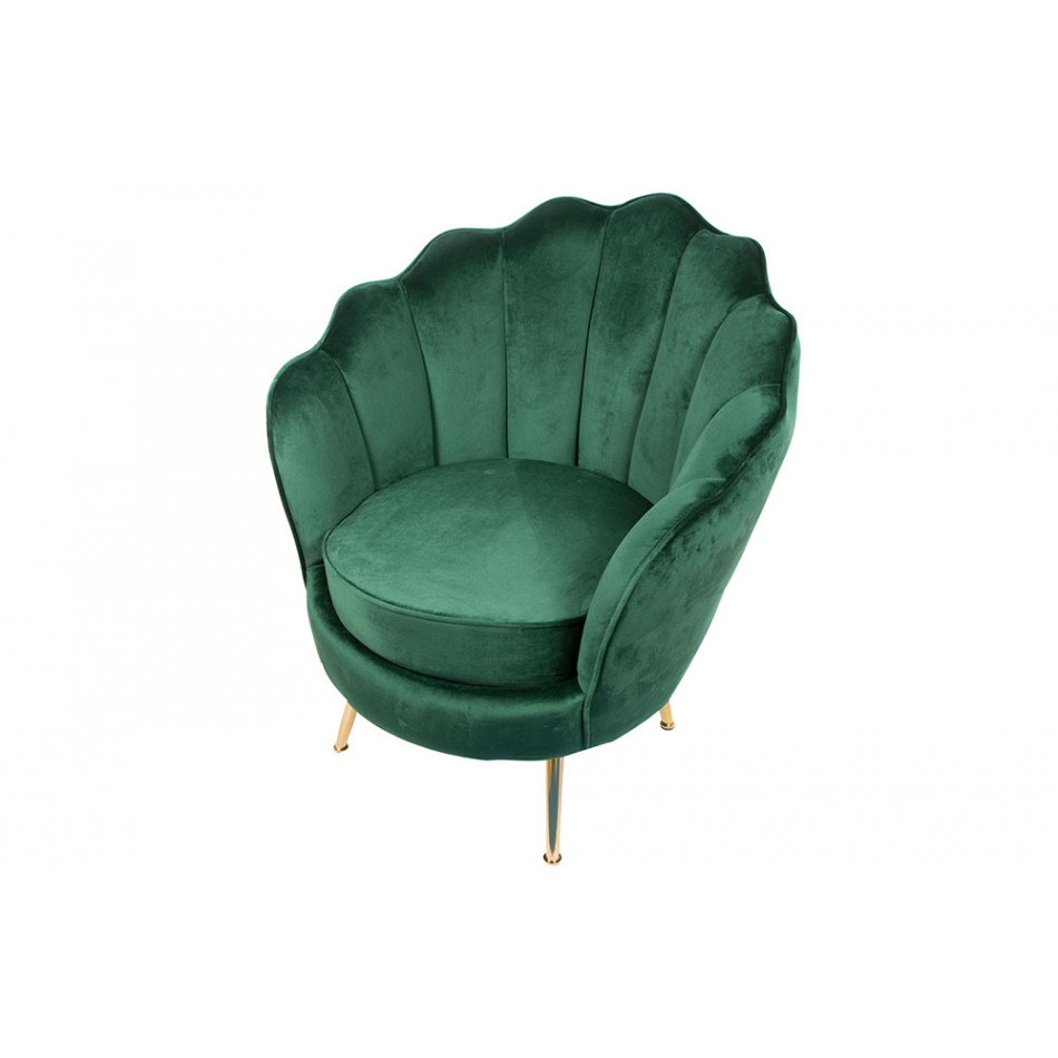 Atpūtas krēsls Shell, tumši zaļš, H85x80x75cm, sēdvirsmas augstums 43cm