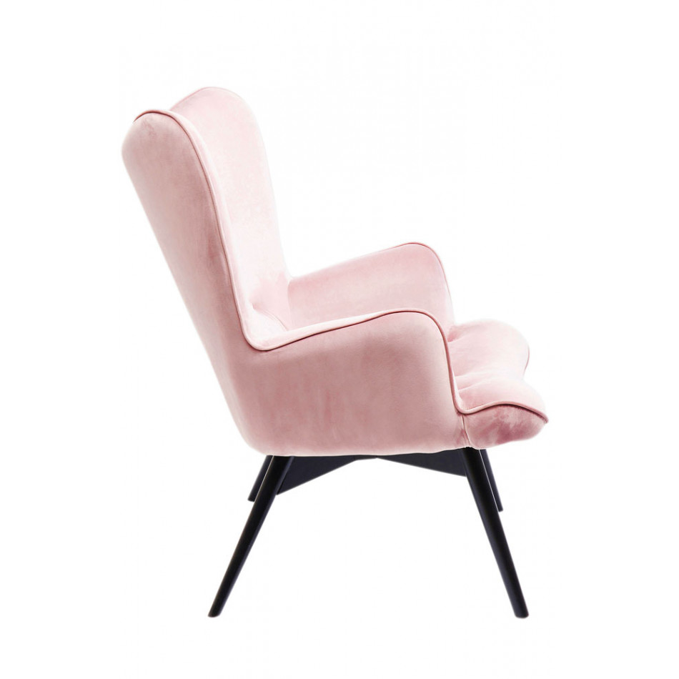 Кресло для отдыха Vicky Velvet, розовое, бархатное, 92x59x63cm, высота сиденья 43cm