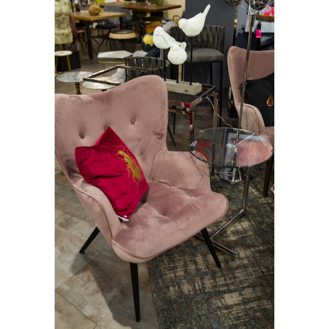 Кресло для отдыха Vicky Velvet, розовое, бархатное, 92x59x63cm, высота сиденья 43cm
