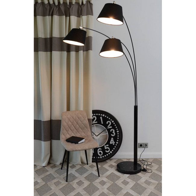 Floor lamp Tea, black, E27 3x40W, W95cm, H213cm