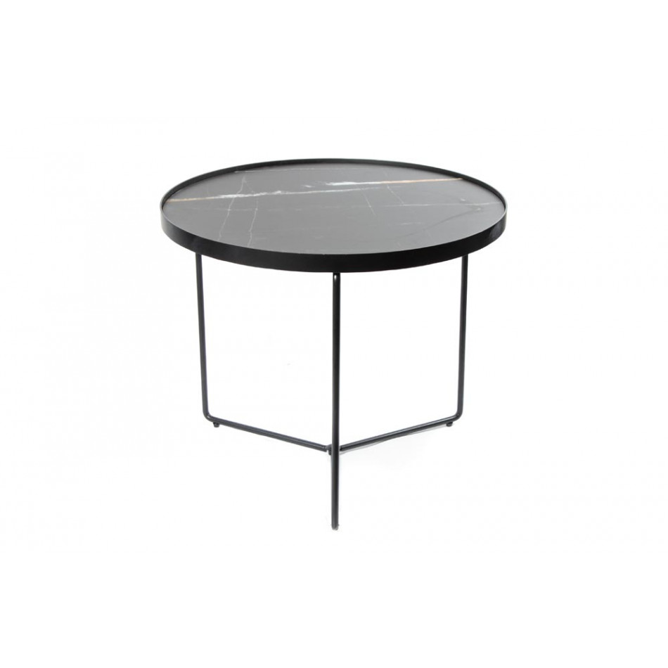 Kafijas galds Soliera M, D60cm, H50cm, metāls/stikla virsma