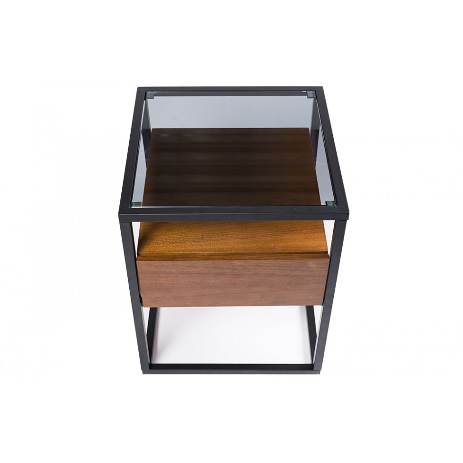 Side table Stratford, walnut wood veneer, 43x43x54cm