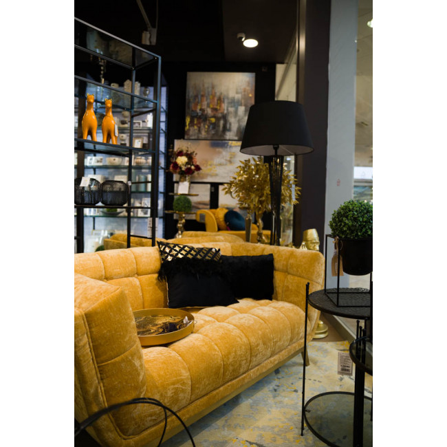 Sofa Haris, 2-vietīga, zeltīta krāsa, samta, 165x88x75cm, sēdvirsmas h- 43cm
