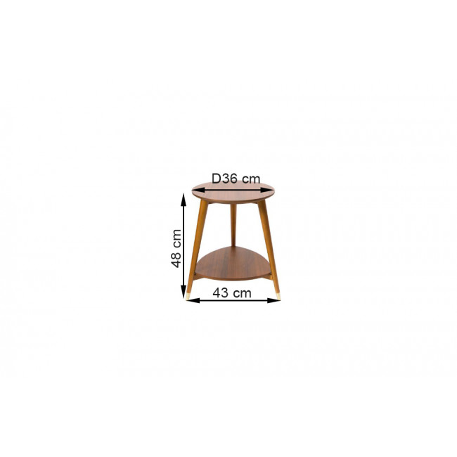 Side table Wally, walnut wood veneer, 36x36x48cm