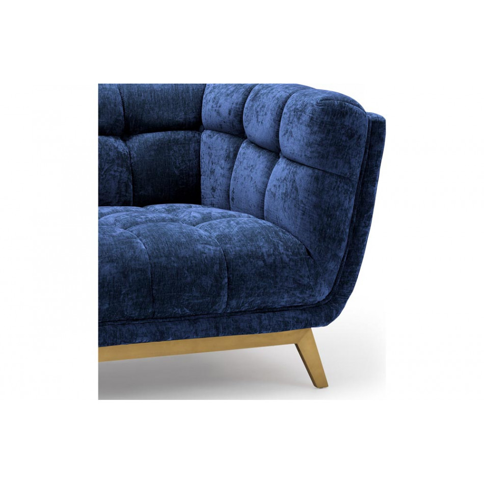 Atpūtas krēsls Haris, zils, samta, 110x89x74cm, sēdvirsmas h- 43cm