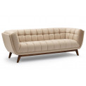 Sofa Haris, 3-seat, beige, wooden legs, velvet, 218x89x76cm, seat height 45cm