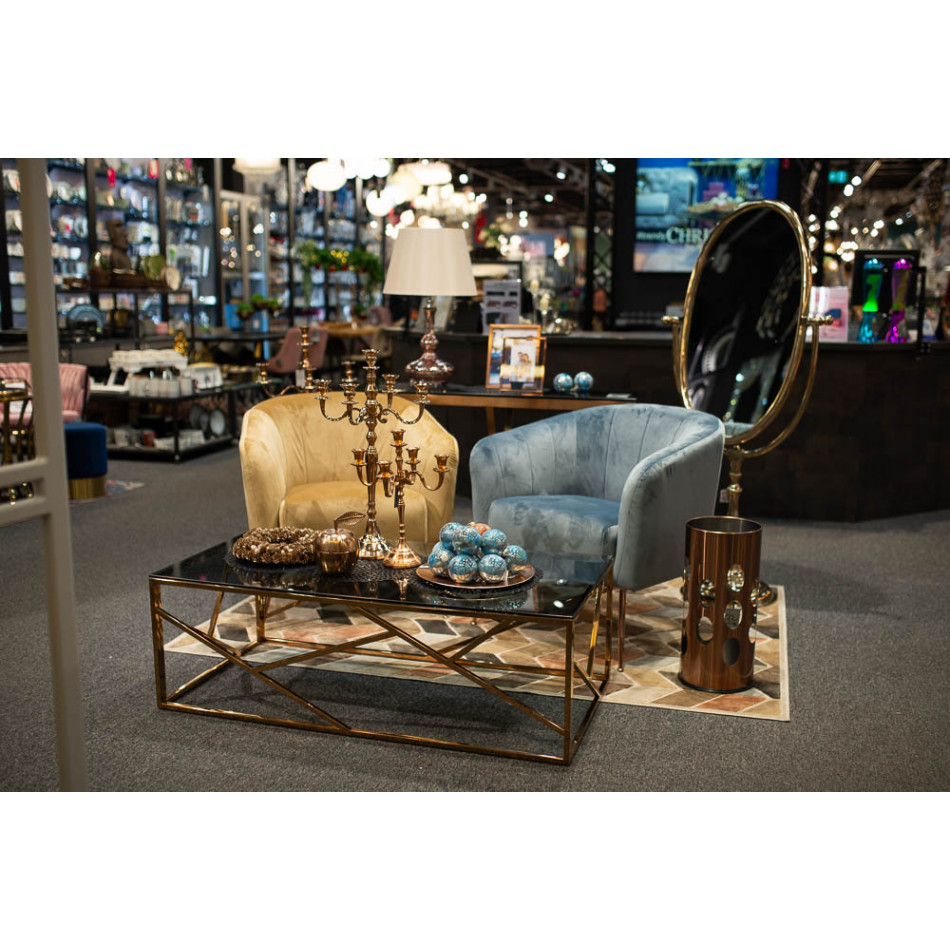 Coffee table Eisen, toned glass/rosegold, 120x60x40cm