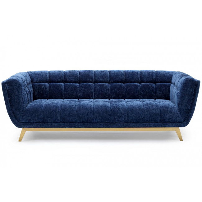 Sofa Haris, 3-seat, blue, velvet, 218x89x74cm, seat height 43cm