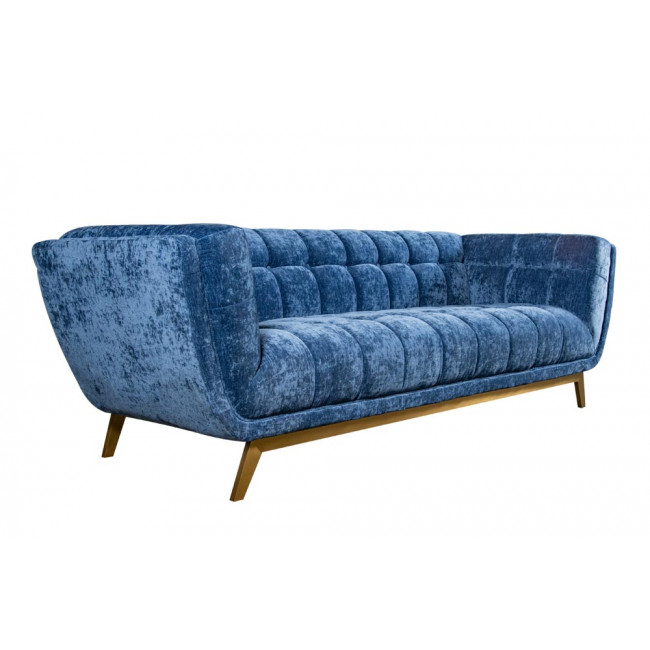 Sofa Haris, 3-seat, blue, velvet, 218x89x74cm, seat height 43cm