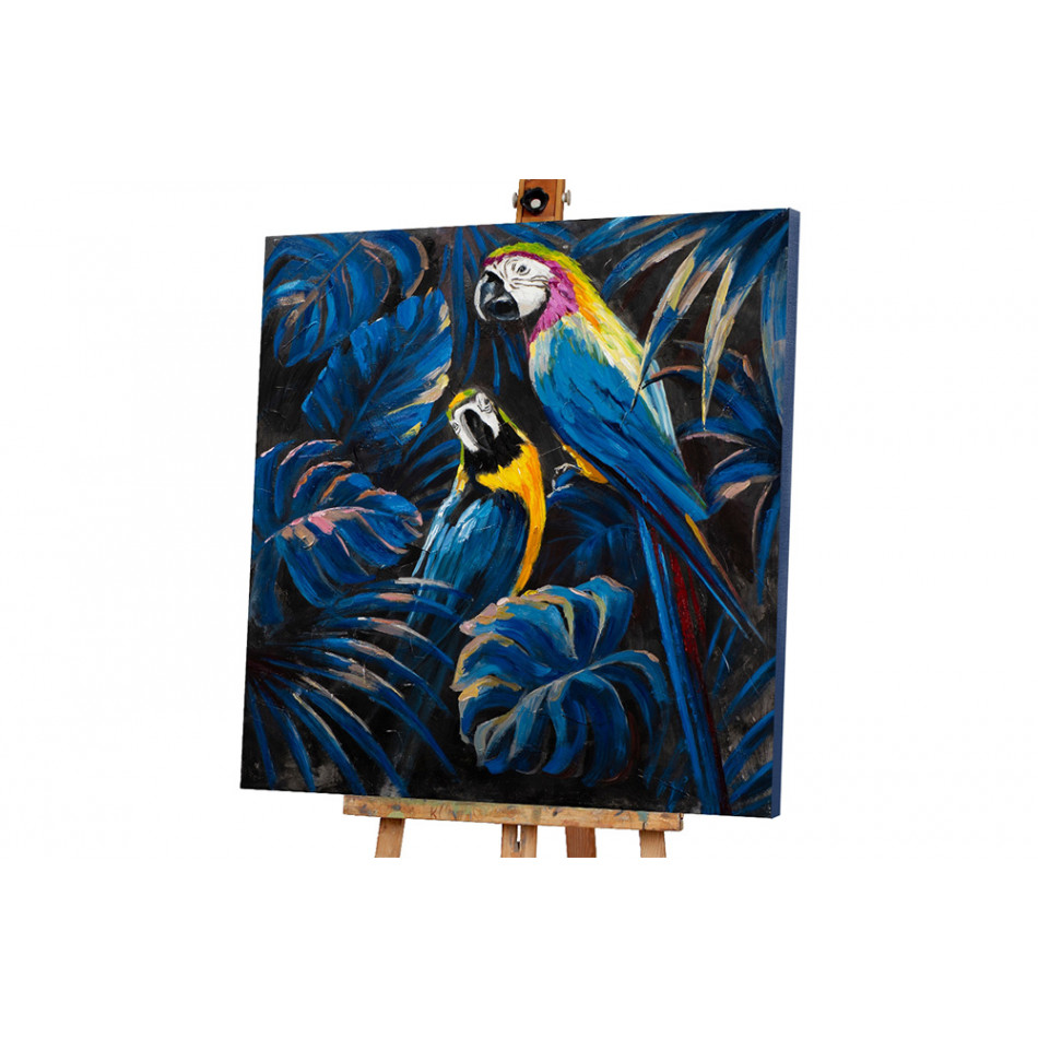 Acrilic painting Two parrots, 100x100cm