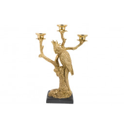 Deco/candle holder Gold parrot, 35x14x47.5cm
