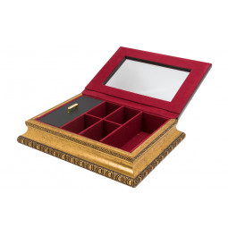 Jewellery box Tammela, gold/ wine red, 27x20.5x7.5cm