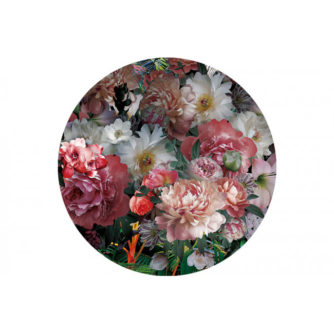 Wall Glass Art White flowers dream, D90x0.4cm