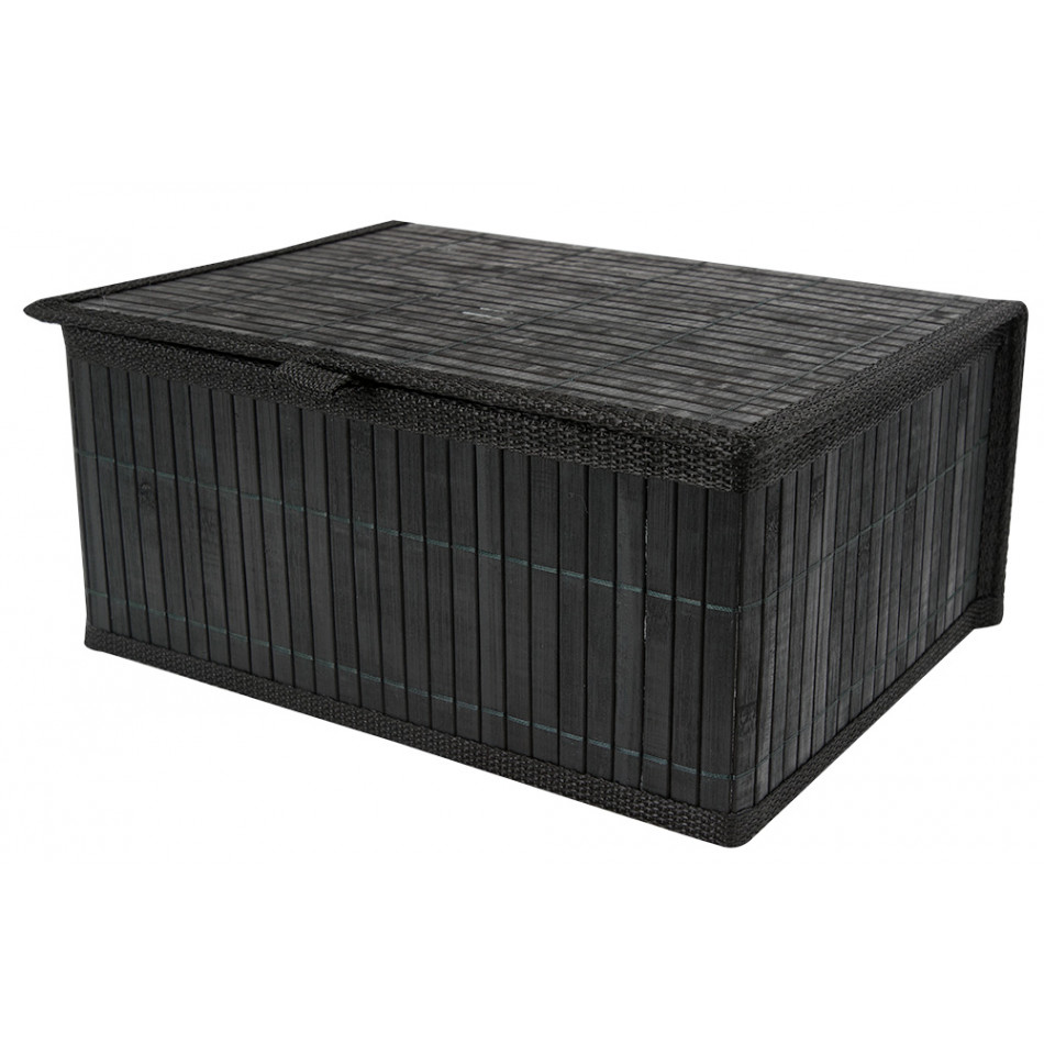 Basket bamboo M, black, H13.5x29x22.5cm