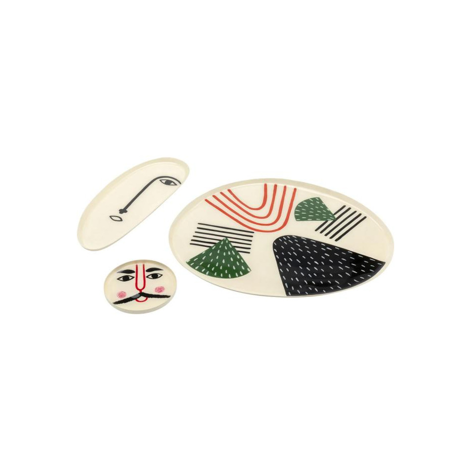Deco plates Abstract Counterpart 3 parts, 26x32cm