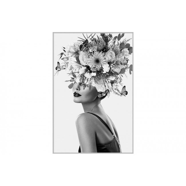 Picture Lady with flowers hat, 120x80x3.5cm